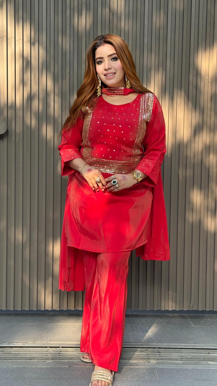 Zarina Suit Set- Black, Red, Pink, Green
